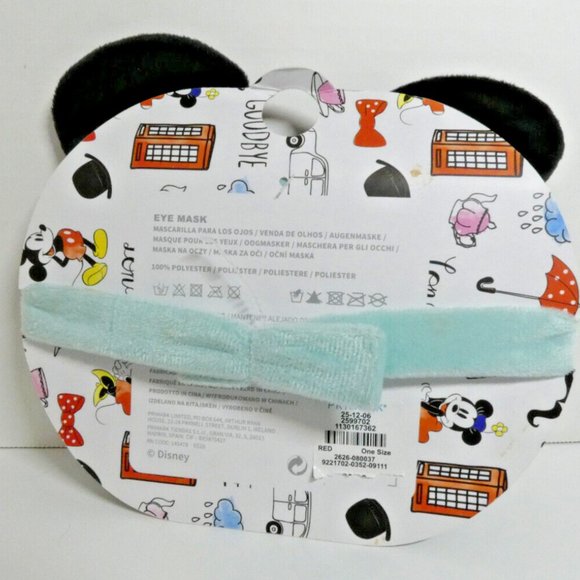Eye Mask Disney London Mickey & Minnie Mouse Ears Queen Crown Red Bus Fuzzy NWT - Picture 3 of 8
